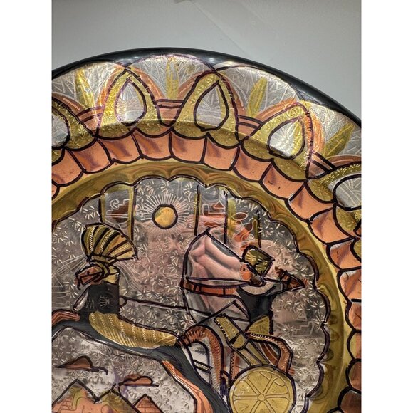 Vintage Egyptian Brass Wall Decor Plate King Ramses on a Chariot 11.5" - Picture 6 of 12